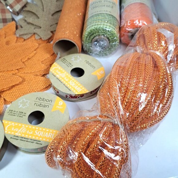 Lot Of Fall Thanksgiving Decorative Mesh Wire Edge Ribbon Crafting... - Picture 6 of 11